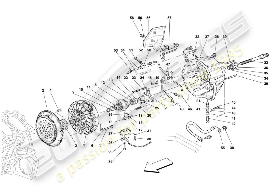 ferrari 599 gto (europe) embrague y controles diagrama de piezas