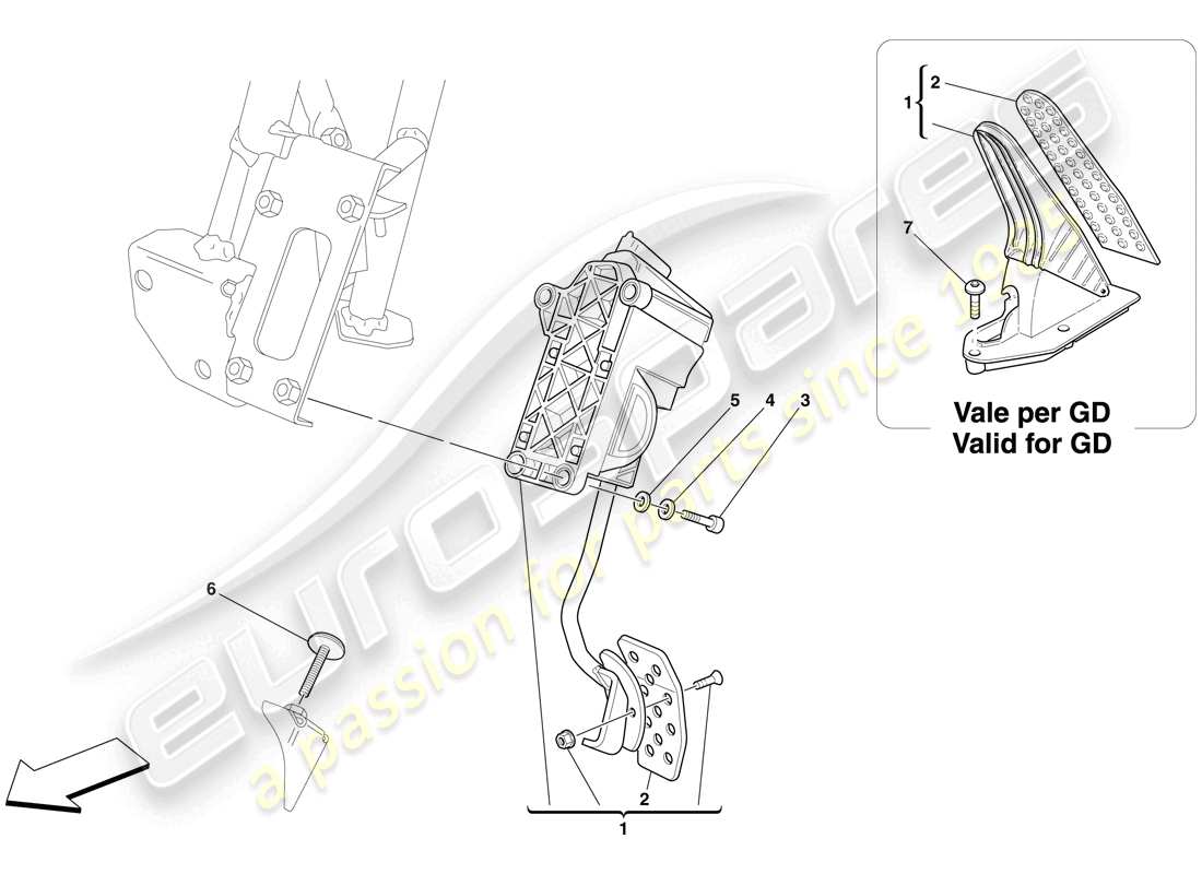 ferrari 599 gto (europe) diagrama de piezas del pedal del acelerador electrónico