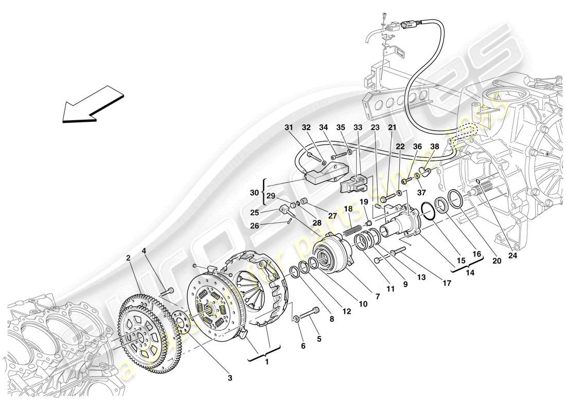 maserati mc12 embrague y controles diagrama de piezas
