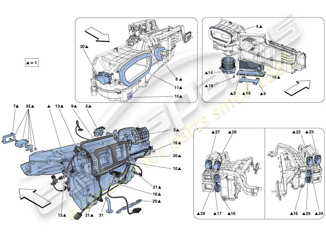 ferrari california t (rhd) unidad evaporadora diagrama de piezas