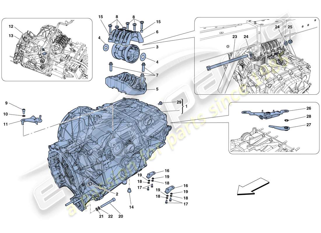 ferrari 458 speciale (rhd) diagrama de piezas de la caja de cambios
