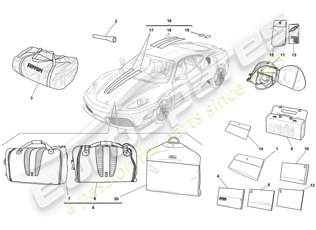 ferrari f430 scuderia (rhd) diagrama de piezas de documentación y accesorios