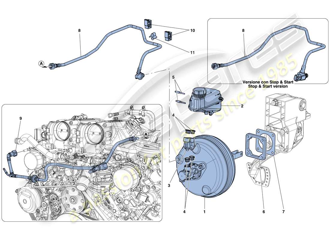 ferrari california t (europe) sistema de servofreno diagrama de piezas