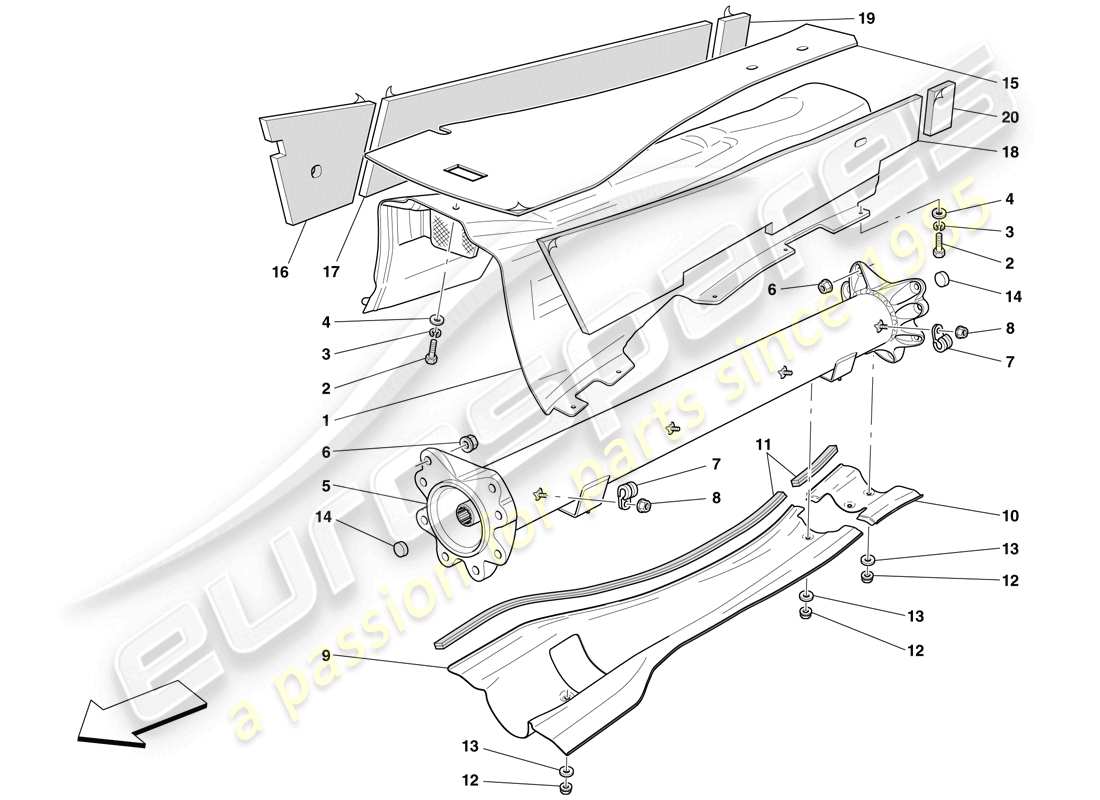 ferrari 612 sessanta (usa) tubo conector motor/caja de cambios y aislamiento diagrama de piezas
