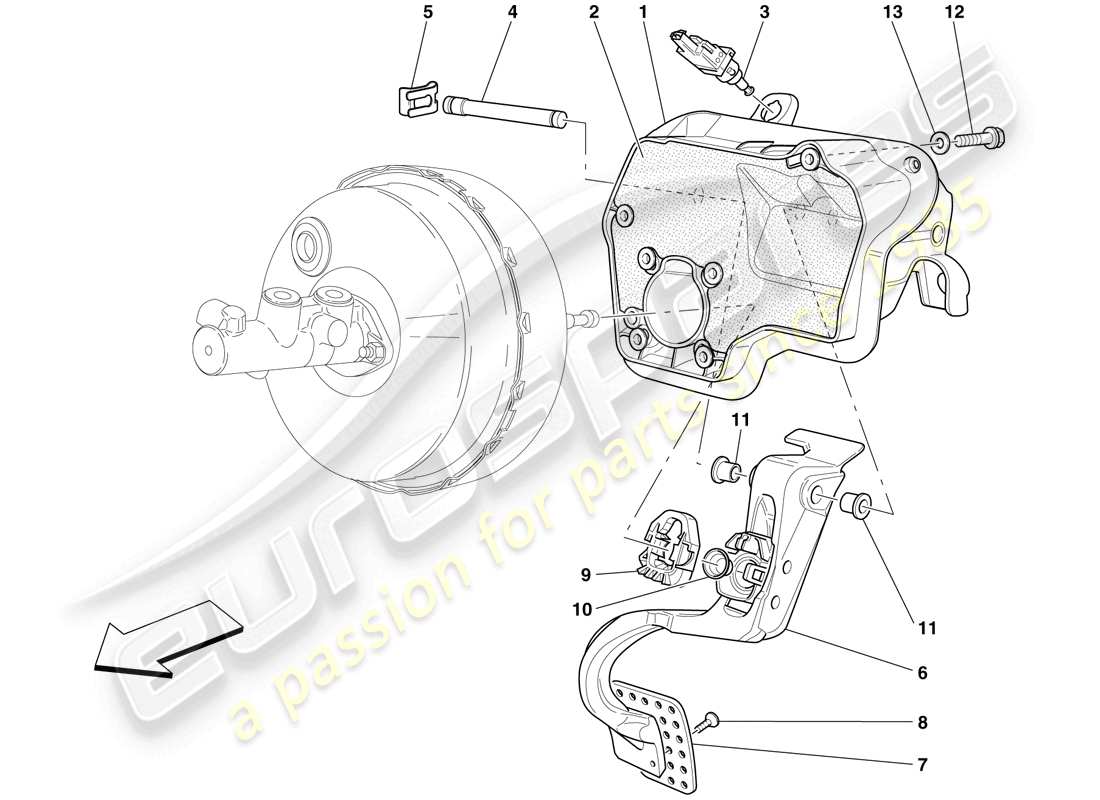 ferrari 599 sa aperta (usa) pedalera diagrama de piezas