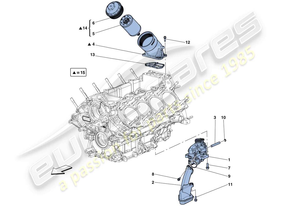 ferrari california t (europe) lubrication: pump and filter diagrama de piezas