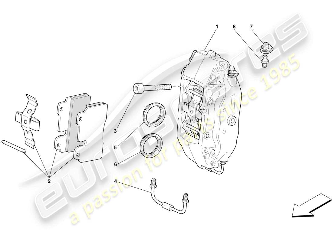 ferrari 612 sessanta (usa) pinza de freno trasero diagrama de piezas