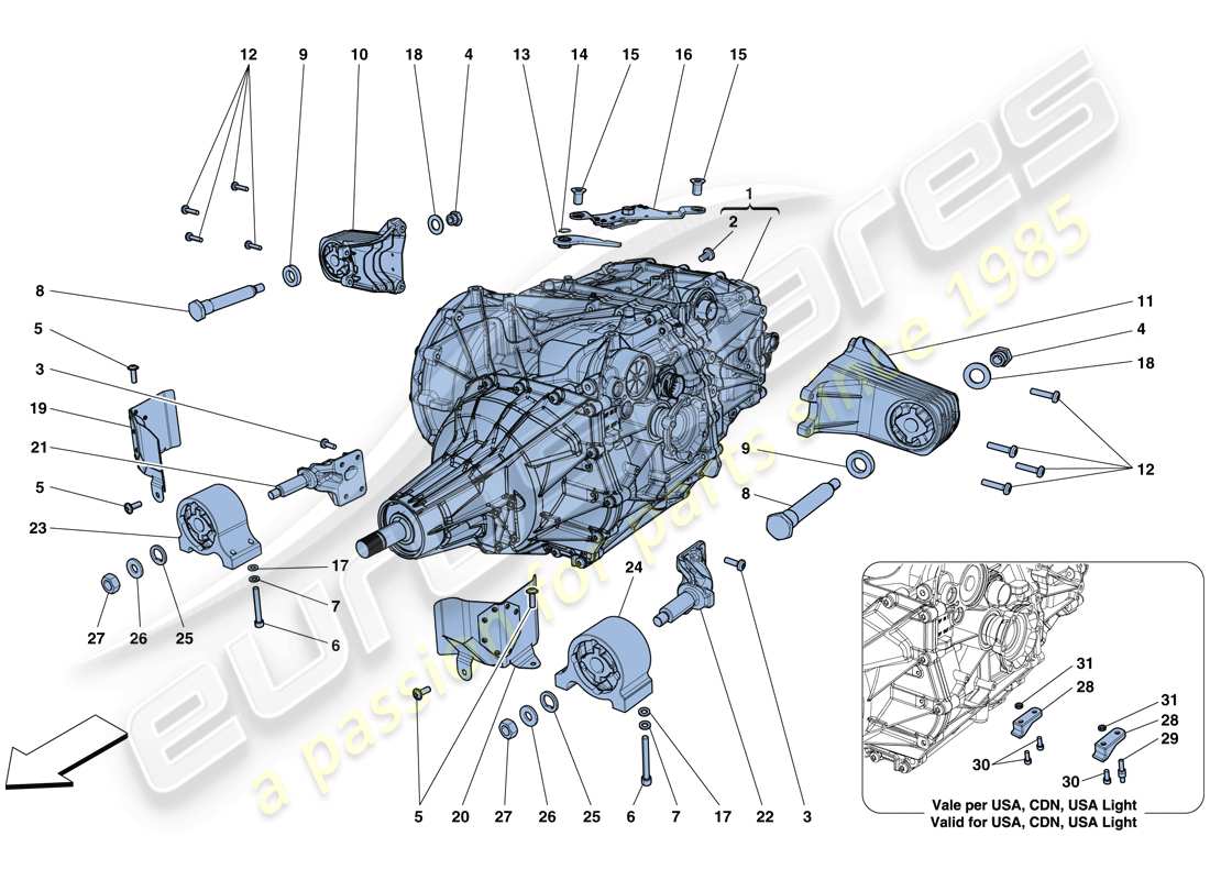 ferrari 812 superfast (usa) diagrama de piezas de la caja de cambios