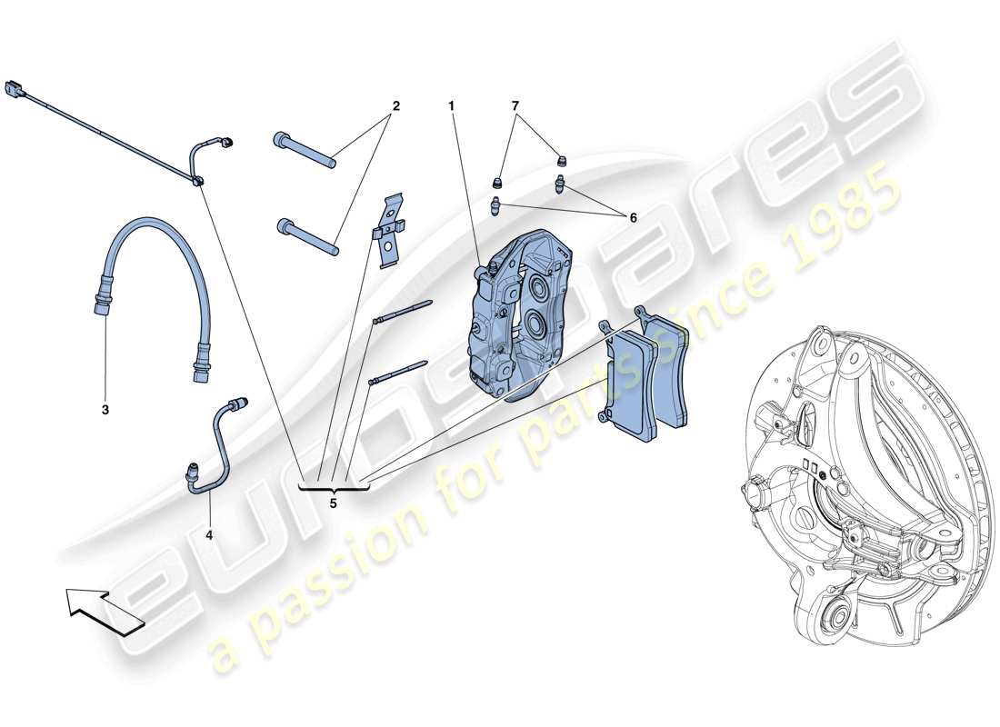 ferrari gtc4 lusso (usa) pinzas de freno trasero diagrama de piezas