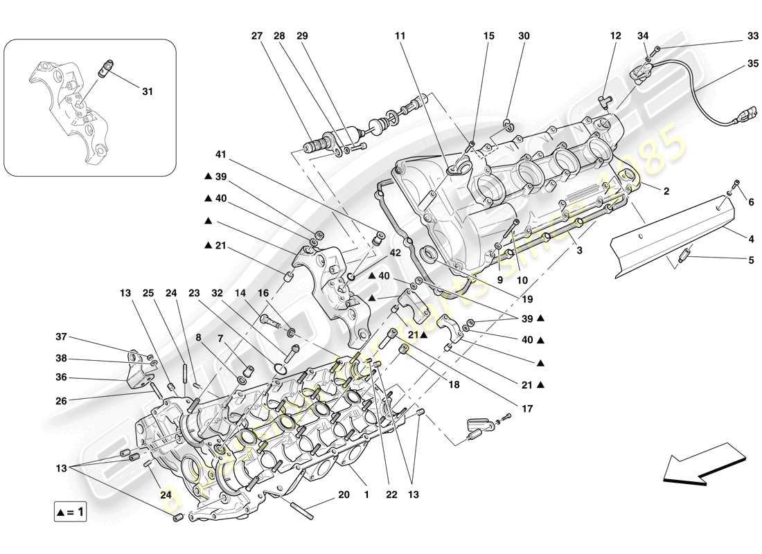 ferrari f430 spider (usa) diagrama de piezas de la culata del mano izquierdo