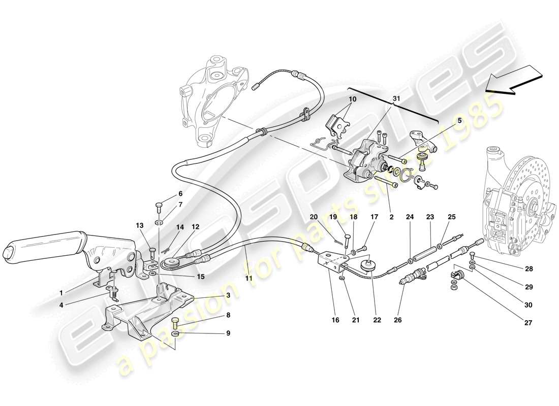 ferrari f430 spider (usa) control del freno de estacionamiento diagrama de piezas