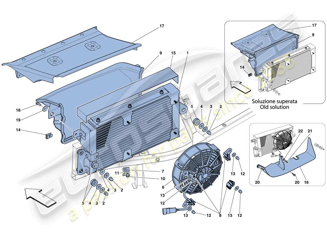 ferrari 458 italia (rhd) radiadores de refrigeración del aceite de la caja de cambios diagrama de piezas