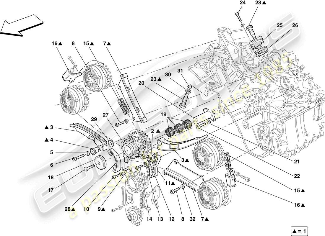 ferrari california (europe) sistema de tiempo - conducción diagrama de piezas