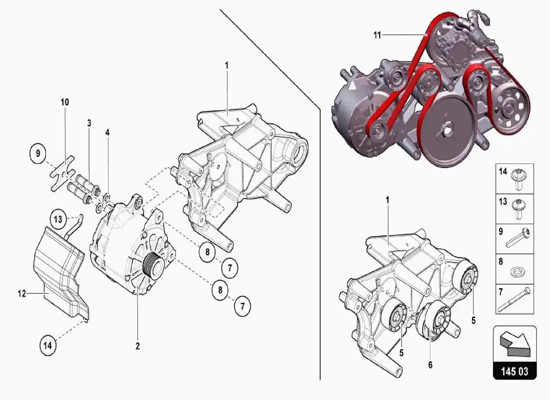 lamborghini centenario spider alternador y piezas individuales diagrama de piezas