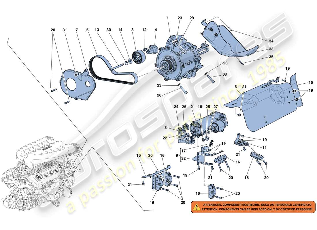 ferrari laferrari aperta (europe) motor de arranque y motor eléctrico 2 diagrama de piezas