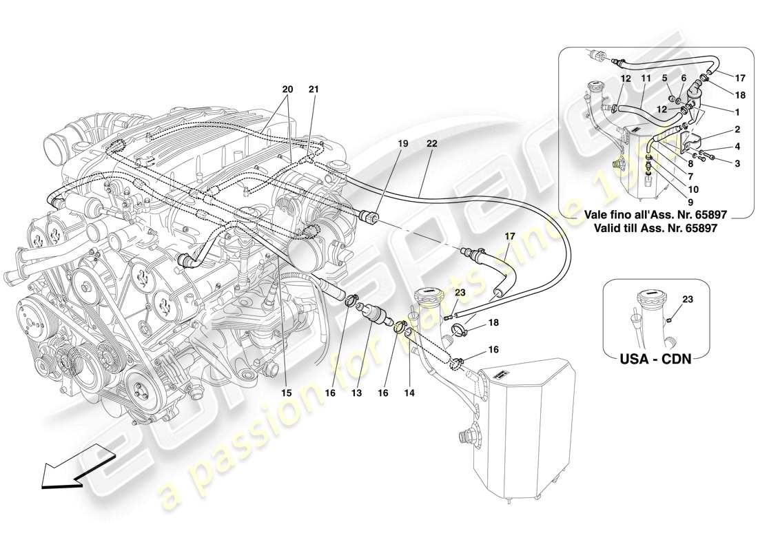 ferrari 612 sessanta (europe) sistema de soplado diagrama de piezas
