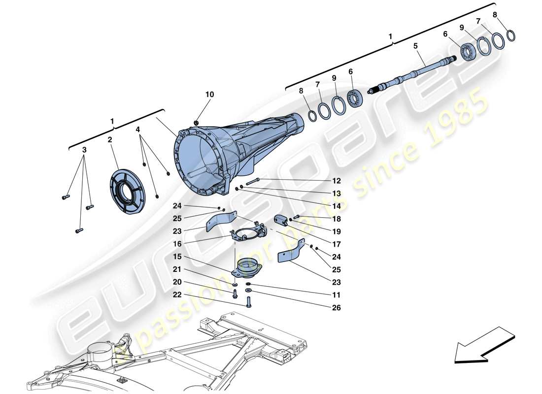 ferrari f12 berlinetta (rhd) carcasa de transmisión diagrama de piezas