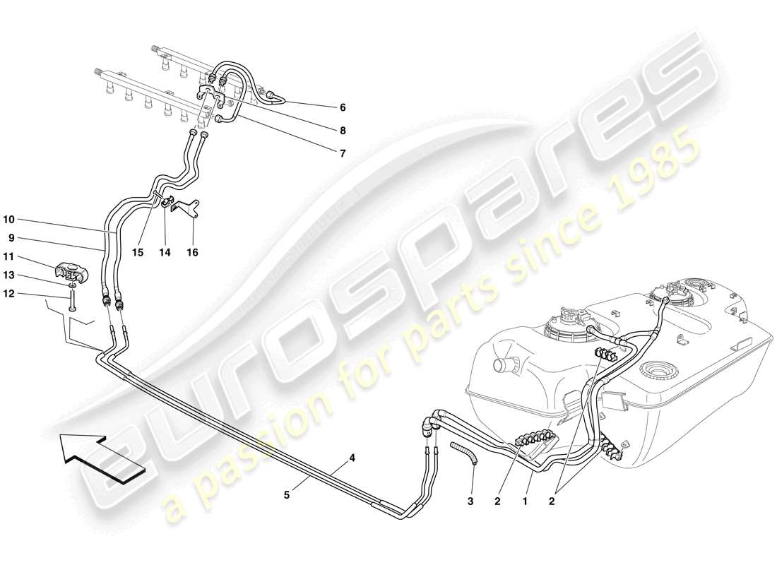 ferrari 599 gtb fiorano (europe) diagrama de piezas del sistema de combustible