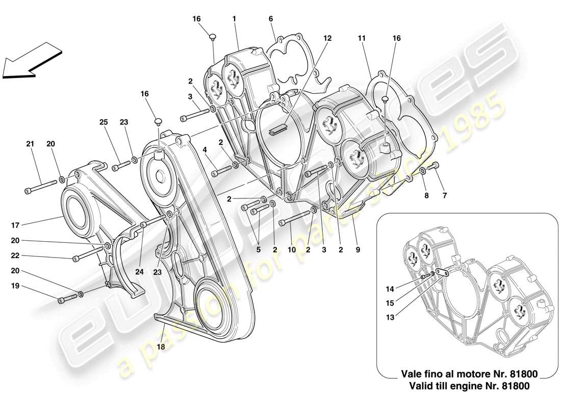 ferrari 612 sessanta (europe) cubiertas del motor diagrama de piezas