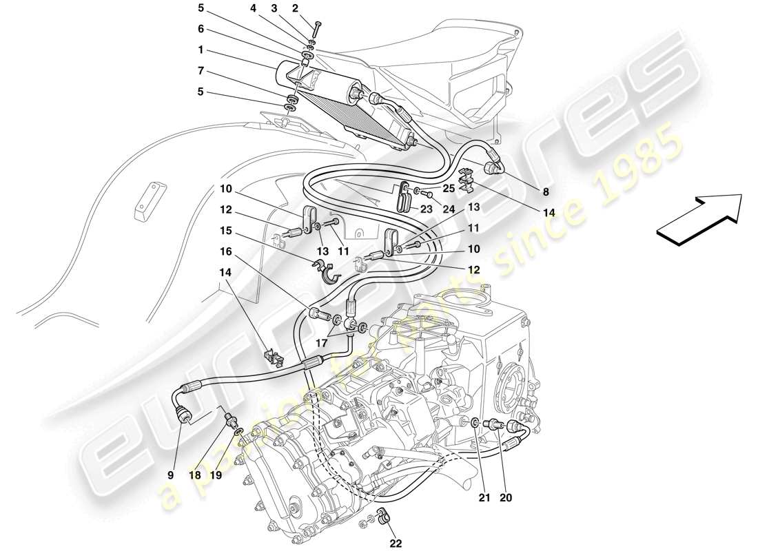 maserati mc12 sistema de enfriamiento de aceite de caja de cambios diagrama de piezas