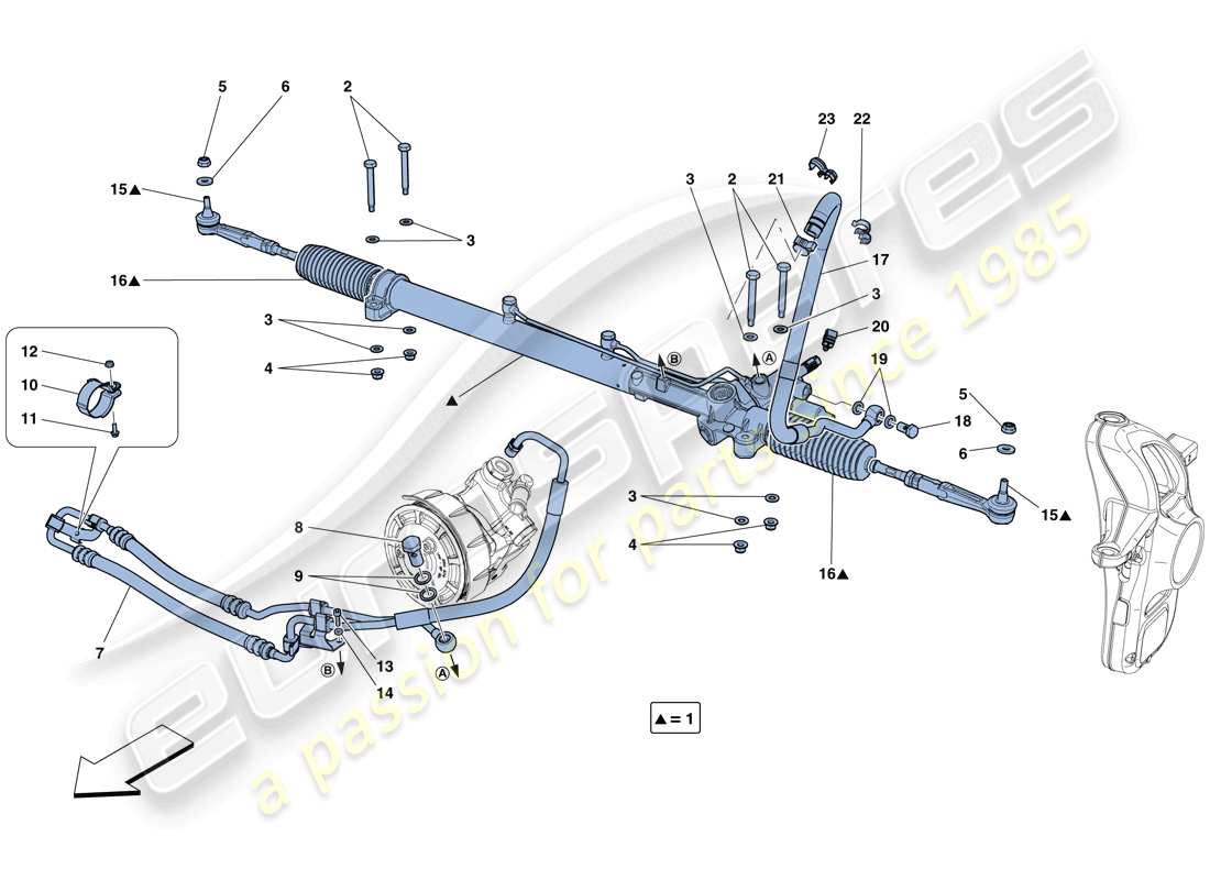 ferrari gtc4 lusso (rhd) caja de dirección asistida hidráulica diagrama de piezas