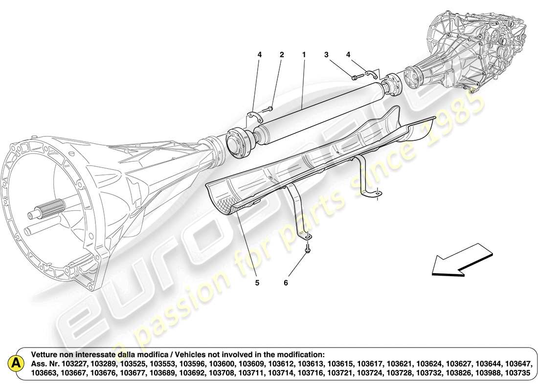 ferrari california (europe) tubo de transmisión diagrama de piezas