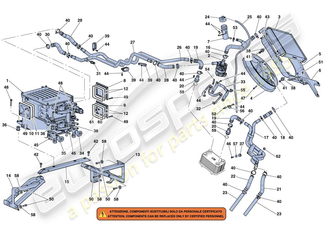 ferrari laferrari aperta (europe) inversor y refrigeración diagrama de piezas