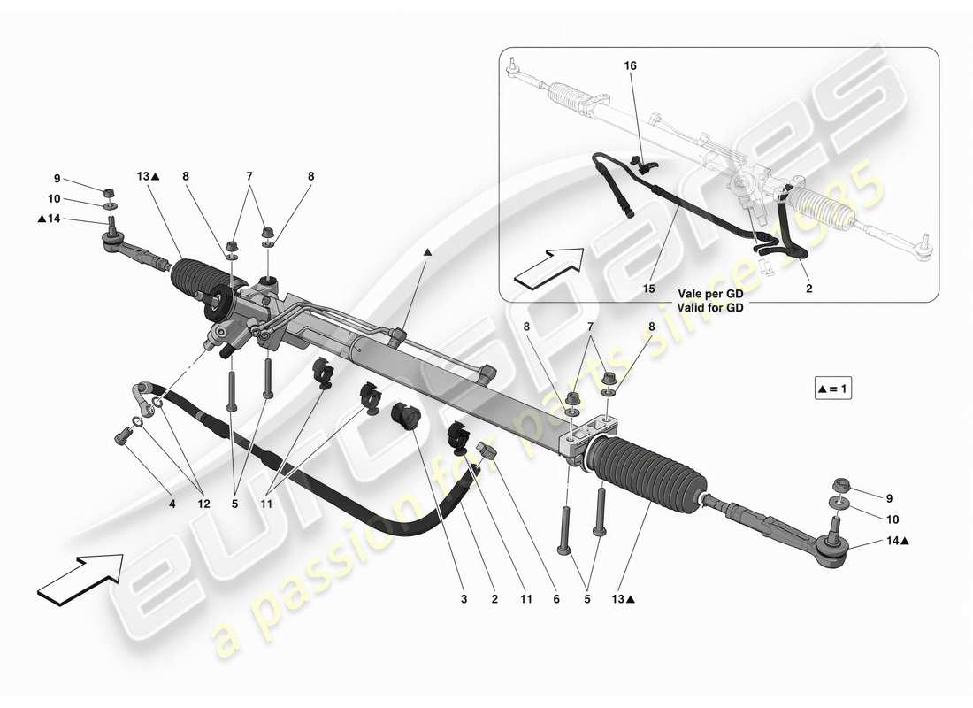 ferrari f8 spider caja de dirección diagrama de piezas