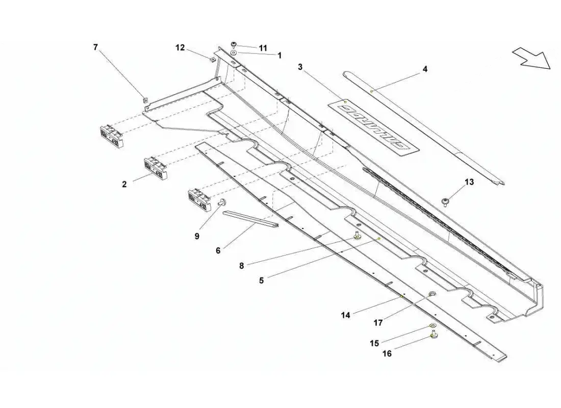 lamborghini gallardo sts ii sc diagrama de piezas del larguero externo