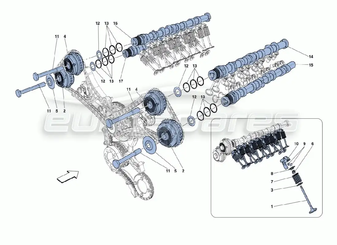 ferrari 488 challenge árboles de levas diagrama de piezas