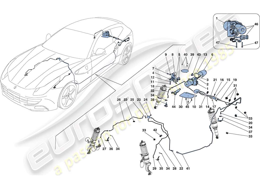 ferrari ff (europe) diagrama de piezas del sistema de elevación de vehículos
