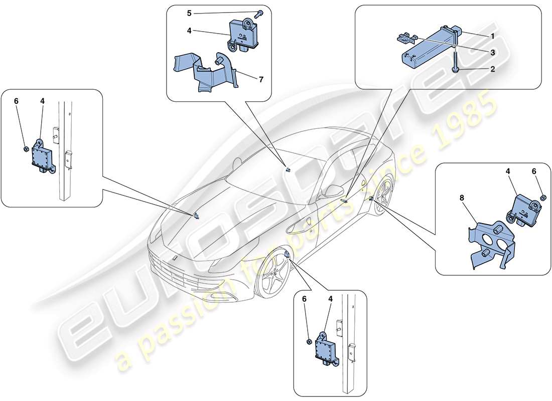 ferrari ff (rhd) sistema de control de presión de neumáticos diagrama de piezas