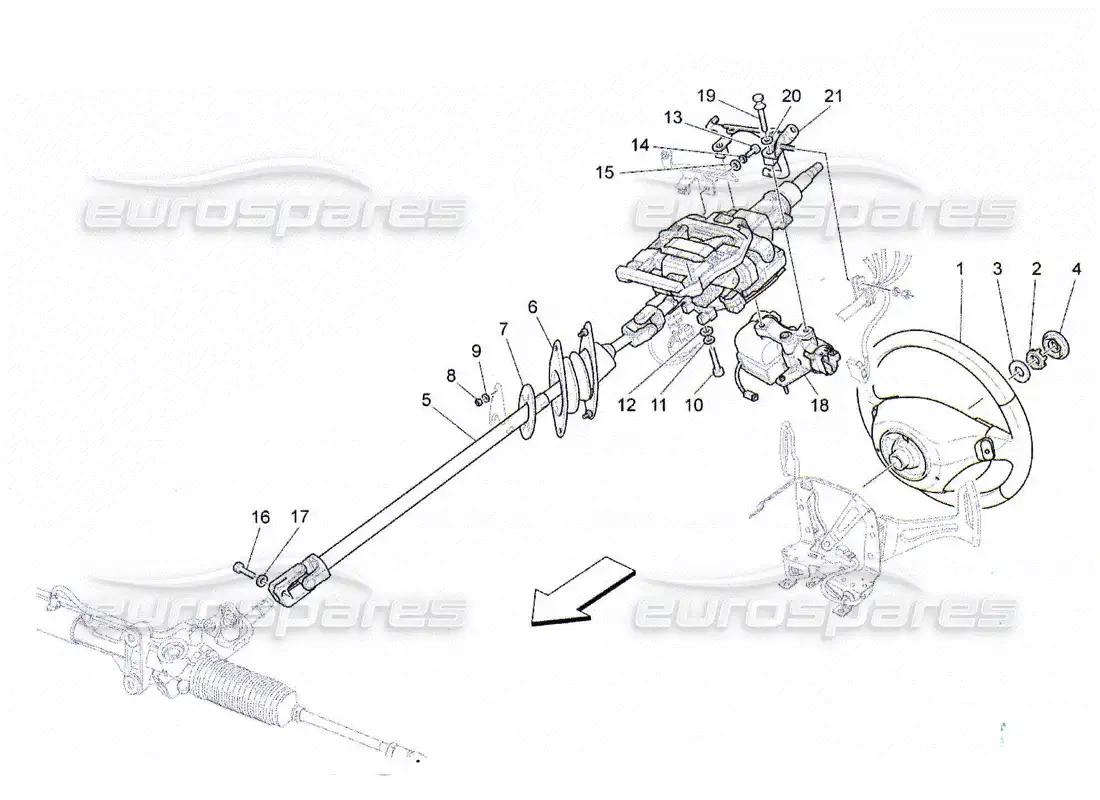 maserati qtp. (2010) 4.2 columna de dirección y unidad de volante diagrama de piezas