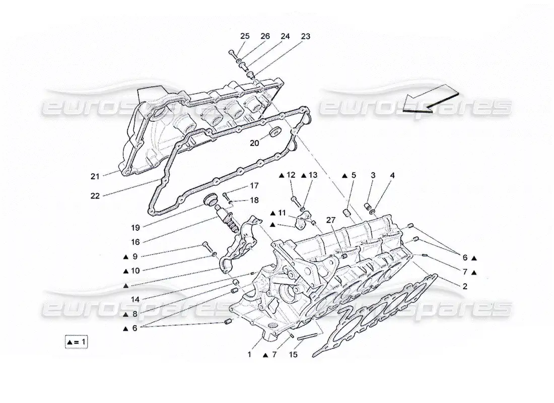 maserati qtp. (2010) 4.2 culata derecha diagrama de piezas
