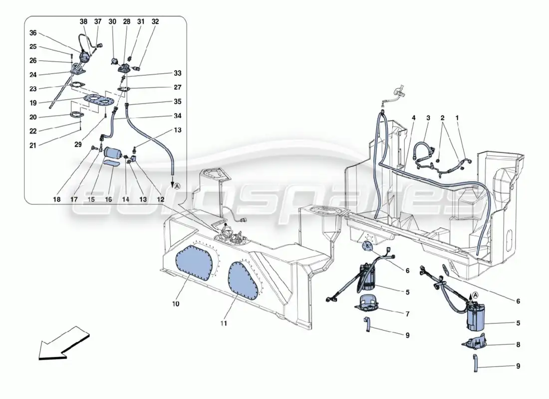ferrari 488 challenge tuberías de combustible diagrama de piezas