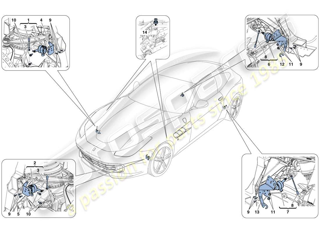 ferrari gtc4 lusso (usa) gestión electrónica (suspensión) diagrama de piezas