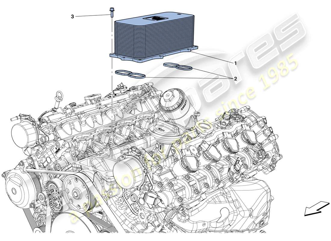 ferrari california t (europe) intercambiador de calor del motor diagrama de piezas