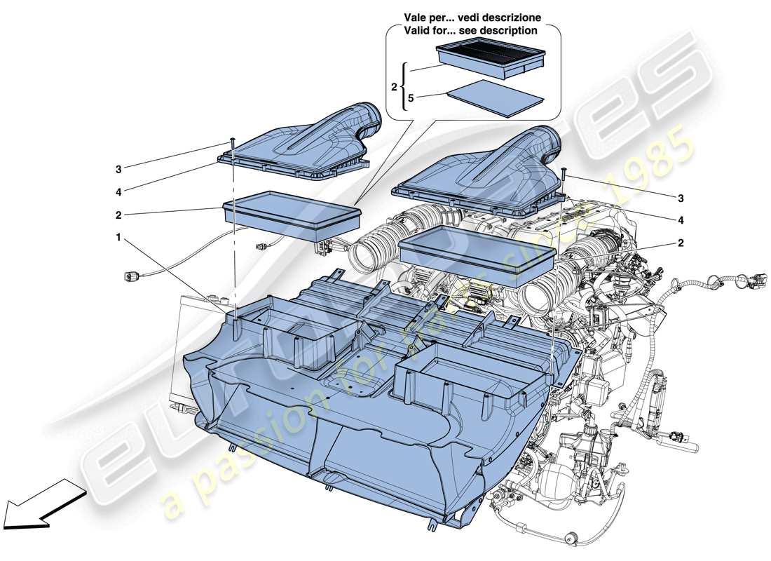 ferrari gtc4 lusso (rhd) diagrama de piezas de entrada de aire
