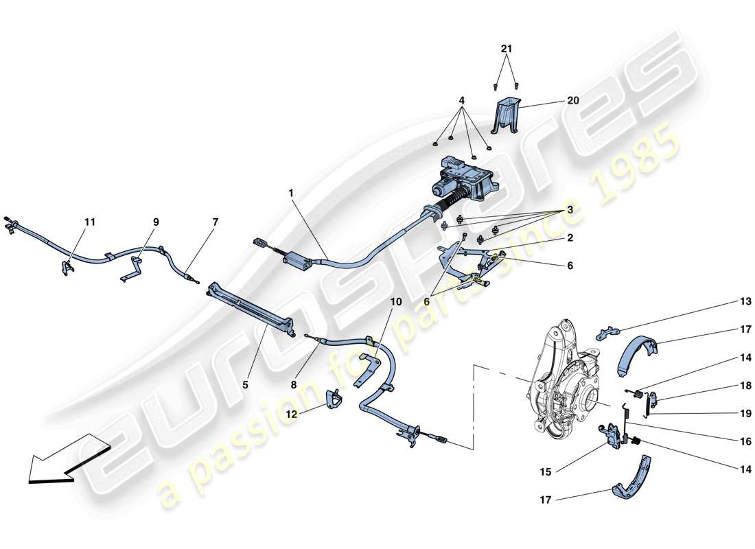 ferrari gtc4 lusso (rhd) control del freno de estacionamiento diagrama de piezas