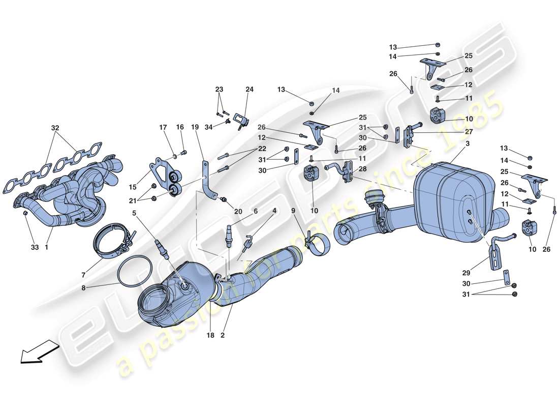 ferrari laferrari aperta (europe) diagrama de piezas del sistema de escape