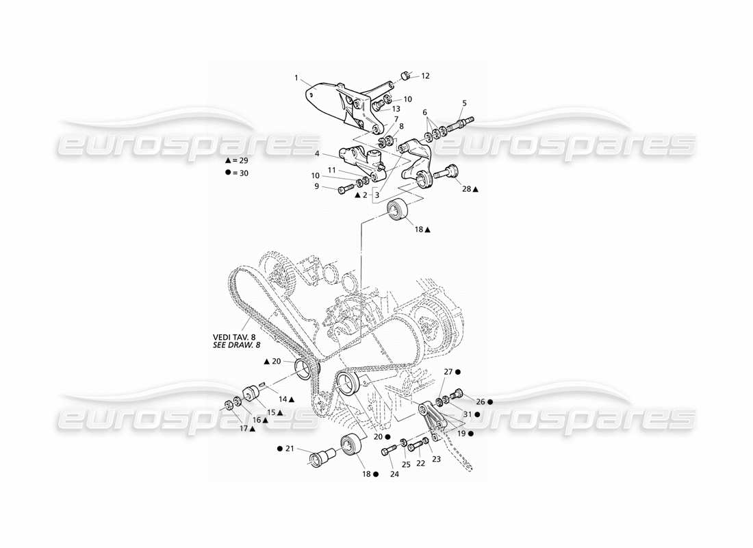 maserati qtp v6 evoluzione diagrama de piezas de control de sincronización