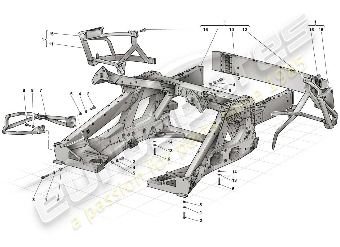 ferrari laferrari (europe) diagrama de piezas del subchasis trasero