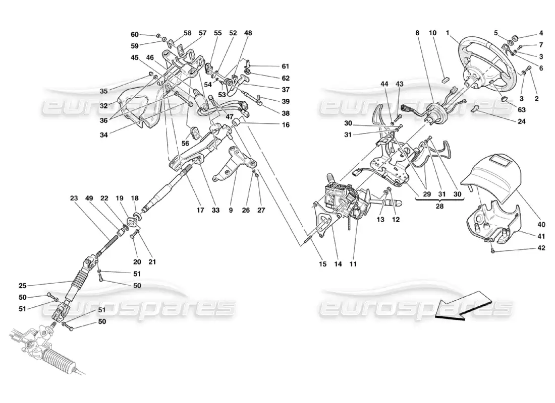 ferrari 360 challenge stradale columna de dirección diagrama de piezas