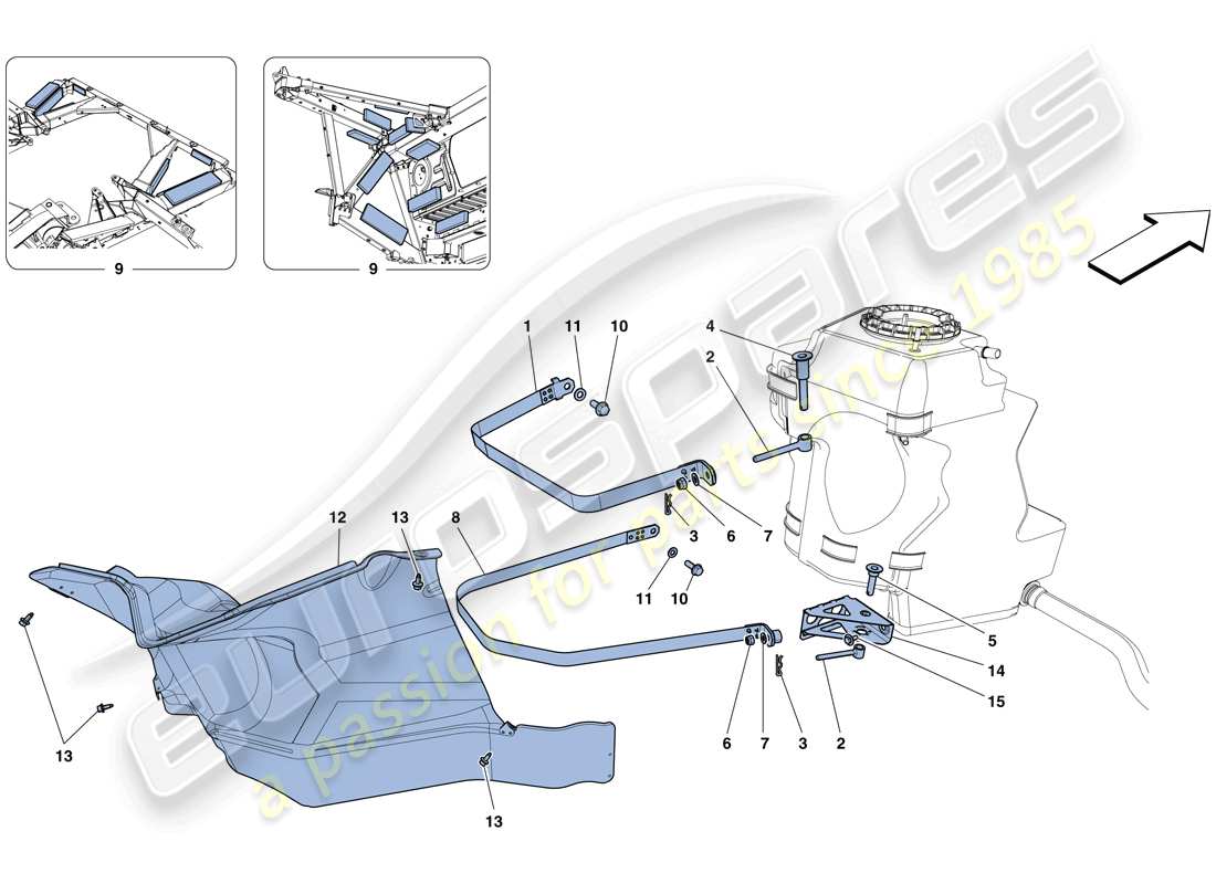 ferrari 458 spider (europe) tanques de combustible - sujetadores y protectores diagrama de piezas