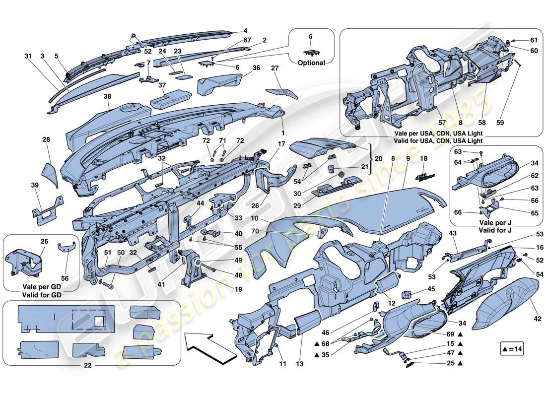 ferrari 458 speciale (usa) diagrama de piezas del tablero