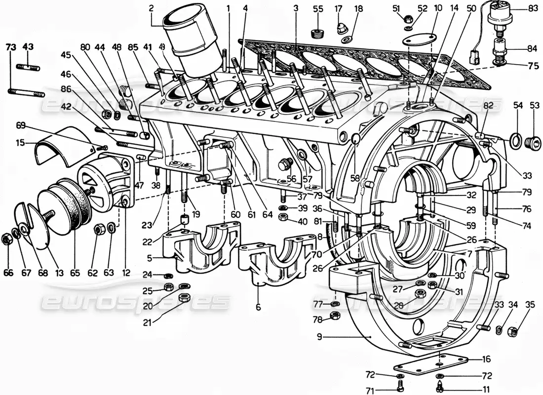ferrari 365 gtc4 (mechanical) bloque de motor diagrama de piezas