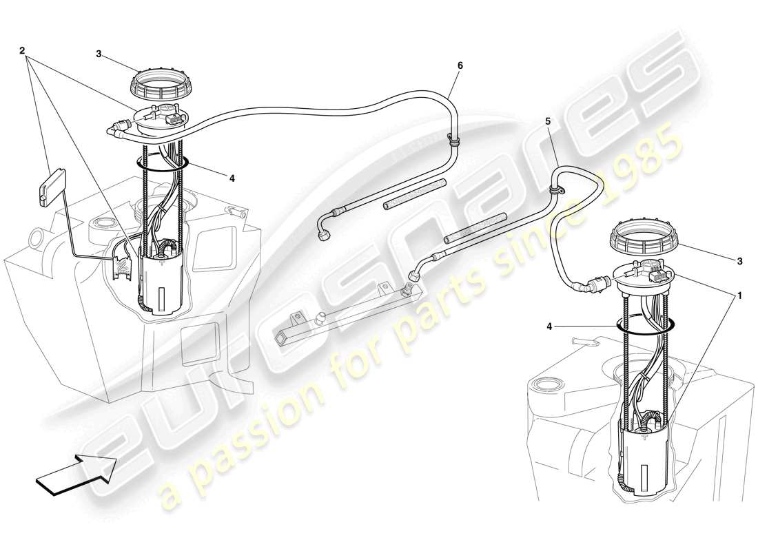 ferrari f430 scuderia (europe) bombas y lineas de combustible diagrama de piezas