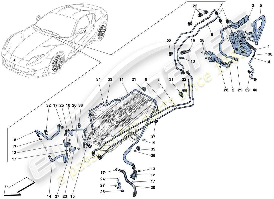 ferrari 812 superfast (usa) diagrama de piezas del sistema de control de emisiones evaporativas