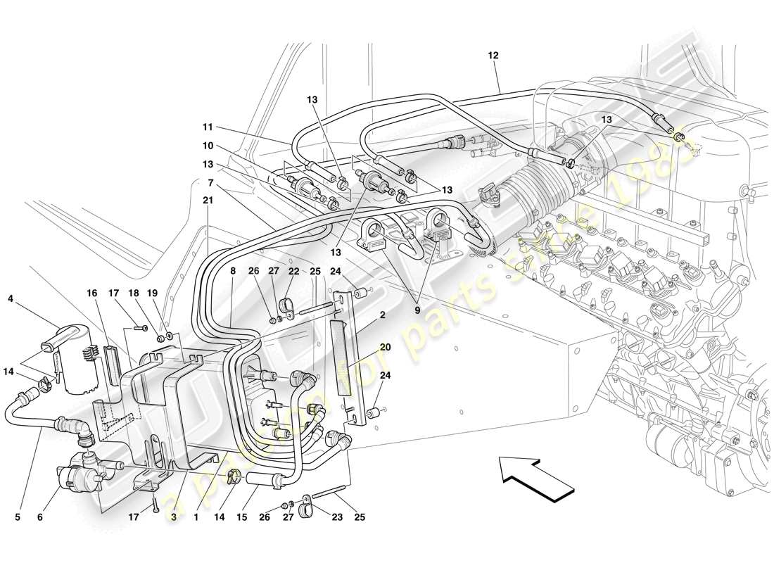 maserati mc12 dispositivo antievaporación diagrama de piezas