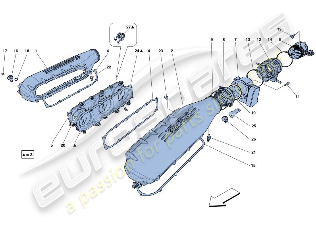 ferrari 458 italia (usa) diagrama de piezas de la tapa del colector de admisión